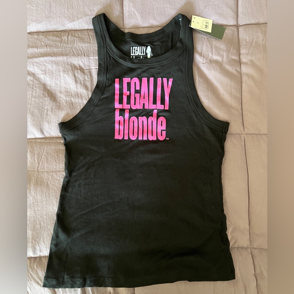 Legally Blonde Pink Black Ribbed Tank Top Reese Witherspoon Juniors XXL NWT
